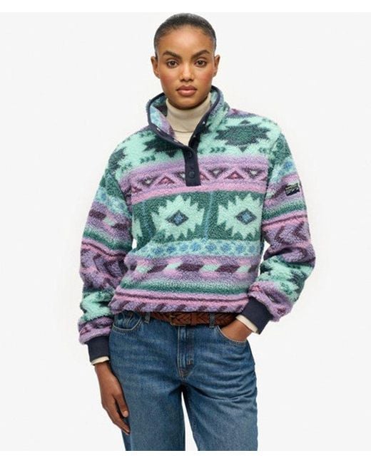 Superdry Gray Super Soft Printed Teddy Fleece