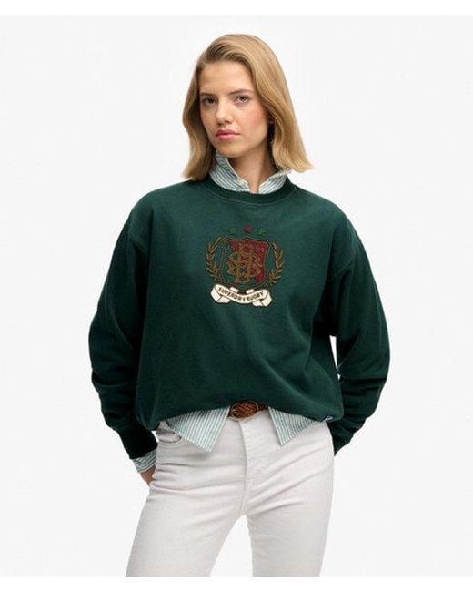 Superdry Green Crest Loose Crew