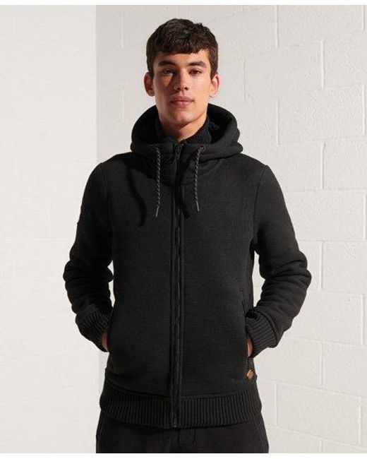 Superdry Fleece Expedition Zip Through Hooded Jacket in Black for Men - Lyst