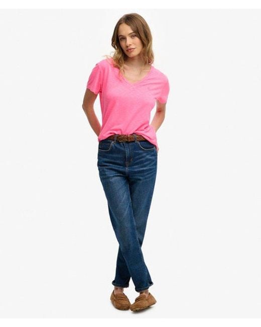 Superdry Pink Studios Slub Embroidered T-Shirt