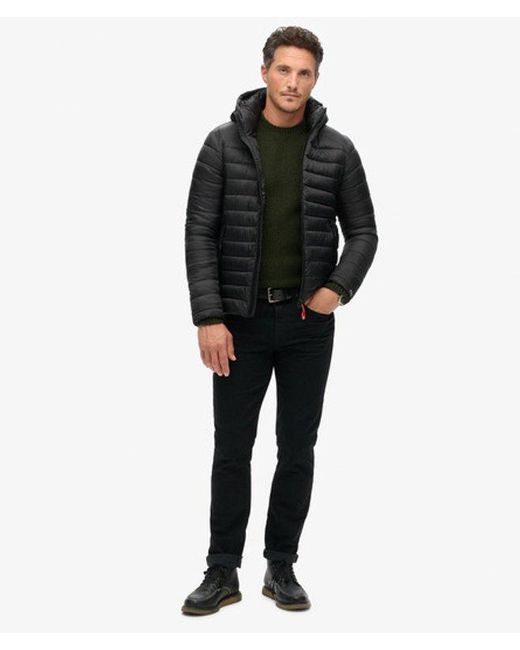 Superdry Black Fully Lined Hooded Fuji Sport Padded Jacket for men