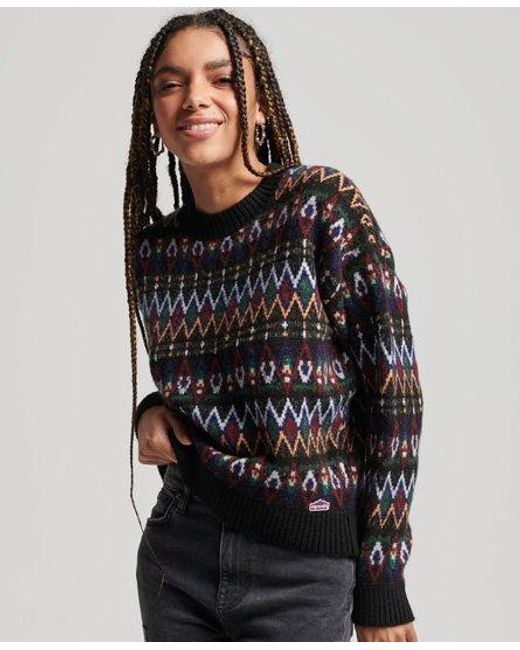 Superdry Black Vintage Fairisle Jumper Multi Mix