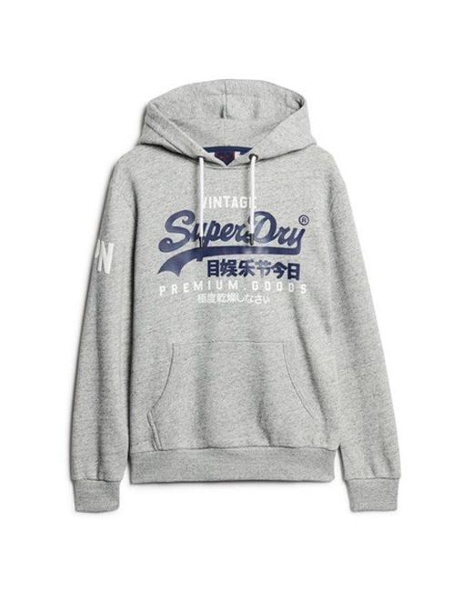 Sweat à capuche vintage logo en coton bio Superdry pour homme en coloris Gray