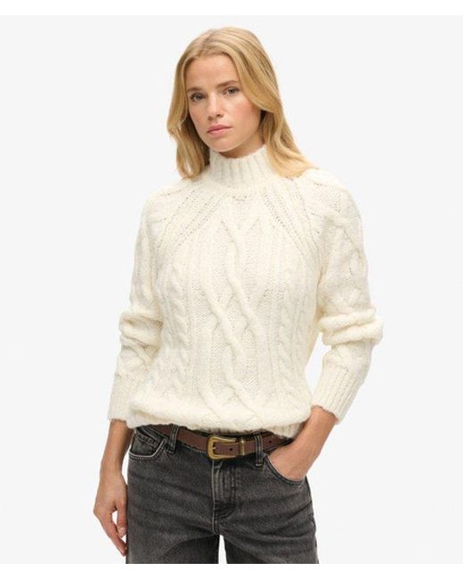 Superdry White & Co Loose Fit Cable Knit High Neck Jumper