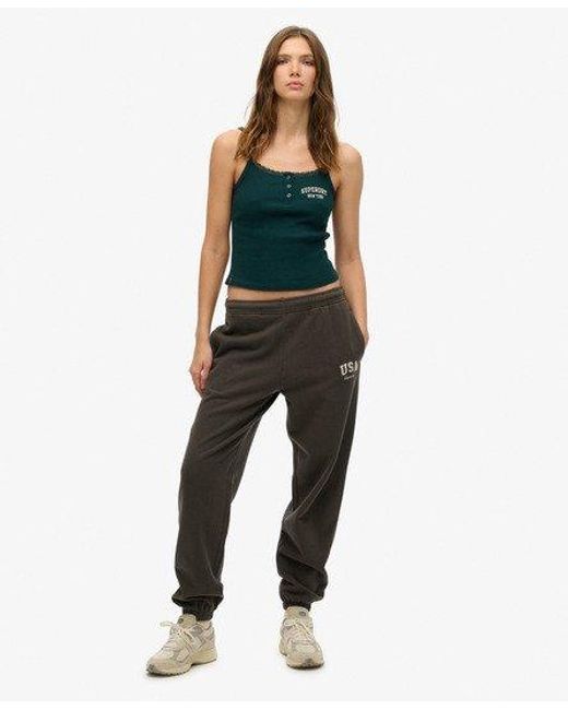 Superdry Green Athletic Essentials Embroidered Button Cami Top