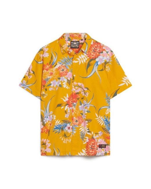 Superdry Orange Hawaiian Shirt for men