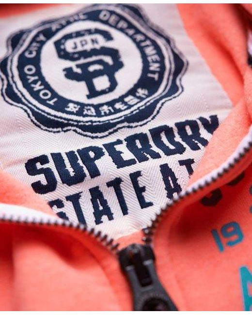 Superdry Red Track & Field Zip Hoodie Coral Marl