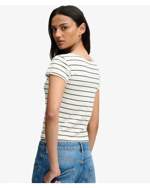 Superdry Blue & Co Athletic Essentials Gathered Pattern Top