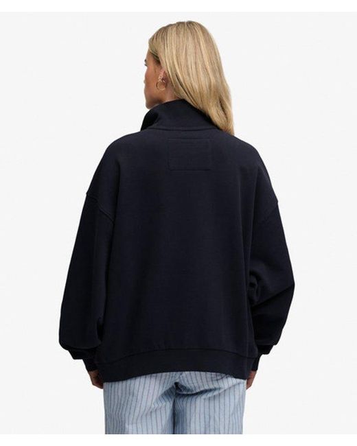 Superdry Blue & Co Ornate Script Half Zip Sweatshirt