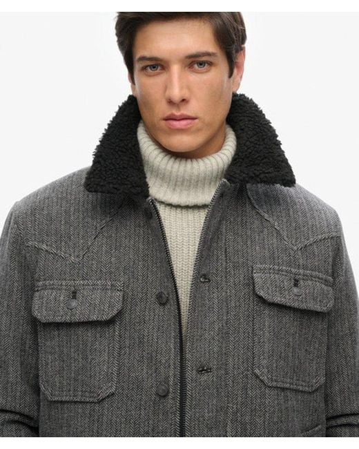 Superdry Gray The Merchant Store- Wool Chore Jacket for men