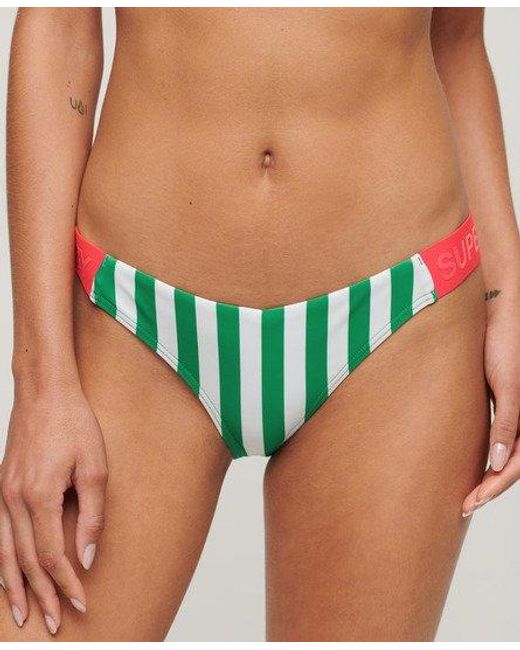 Superdry Green Striped Cheeky Bikini Bottoms