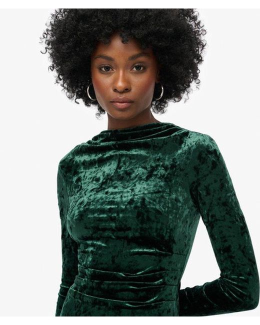 Superdry Green & Co Velvet Long Sleeve Mini Dress