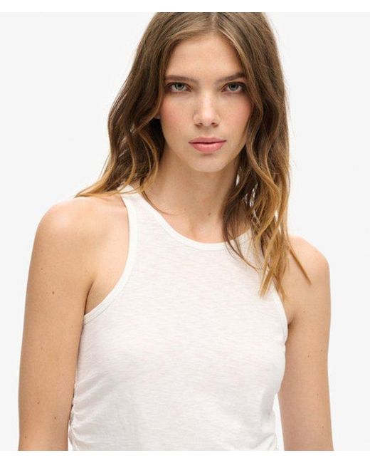 Superdry White Ladies Ruched Tank Top
