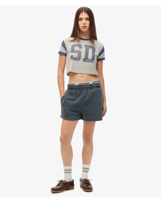 Superdry Gray & Co Loose Fit Embroidered Vintage Wash Sweat Shorts