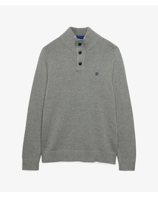 Superdry Gray & Co Cotton Button Henley Jumper for men