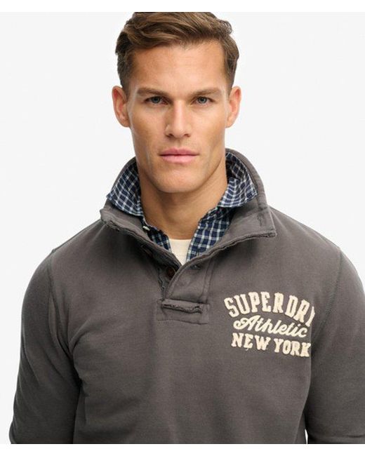 Superdry Gray & Co Vintage Athletic Henley Sweatshirt for men