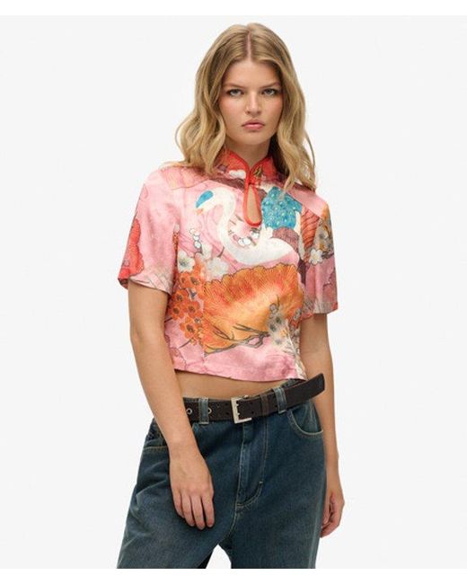 Superdry Orange & Co Mandarin Jacquard Top