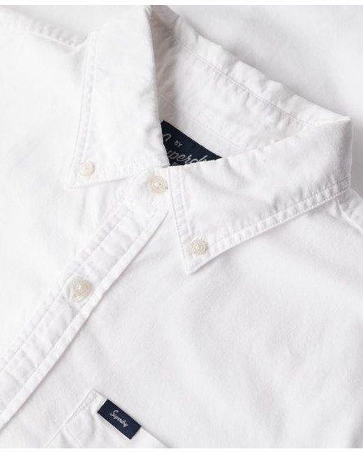 Superdry White Oxford Short Sleeve Shirt for men