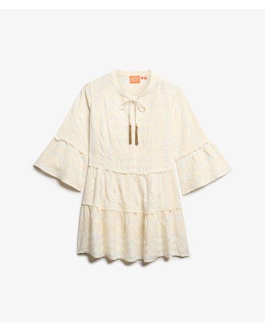 Superdry Natural & Co Ibiza Long Sleeve Tiered Mini Dress