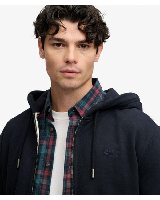Superdry Blue & Co Essential Logo Half Brushed Zip Hoodie for men