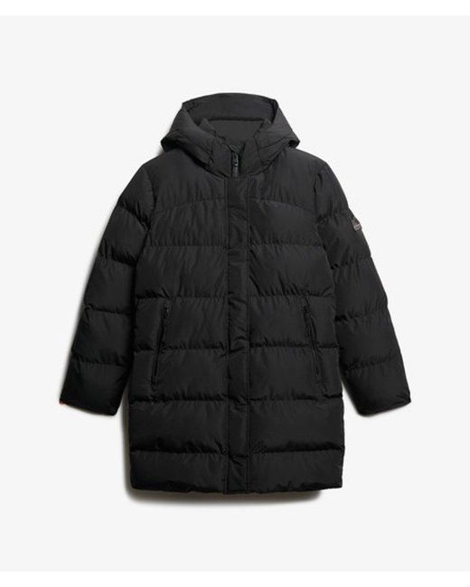 Superdry Black & Co Hooded Sports Puffer Mid Length Jacket