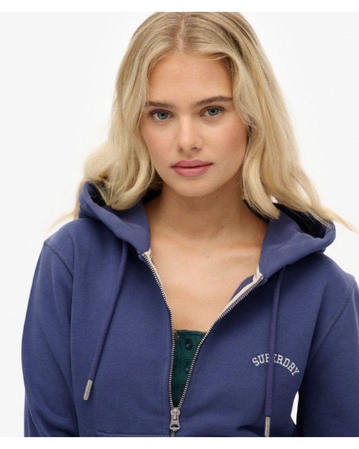 Superdry Blue & Co Essential Logo Cropped Zip Hoodie