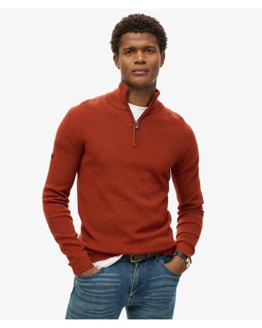 Superdry Red & Co Merino Half Zip Jumper for men