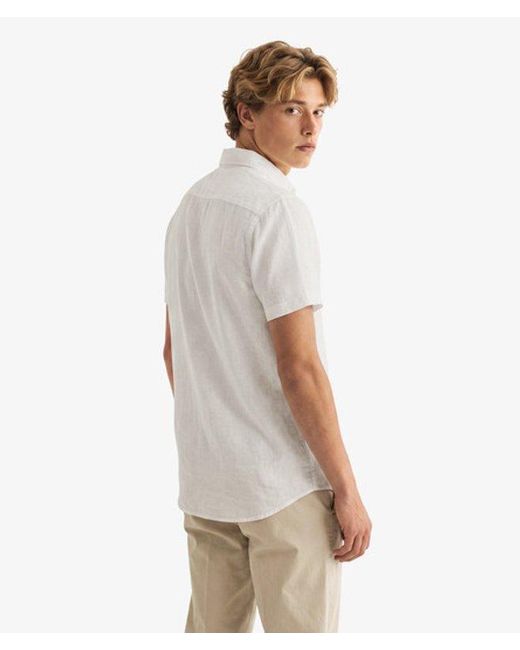 Superdry Blue & Co Riviera Short Sleeve Linen Shirt for men
