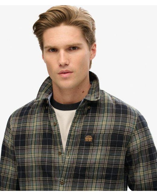 Superdry Black Mens Organic Cotton Lumberjack Check Shirt for men
