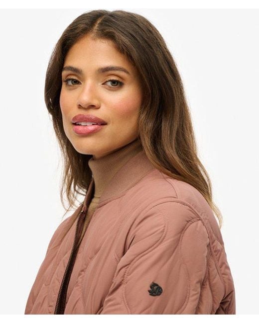 Superdry Brown Longline Quilted Liner Jacket