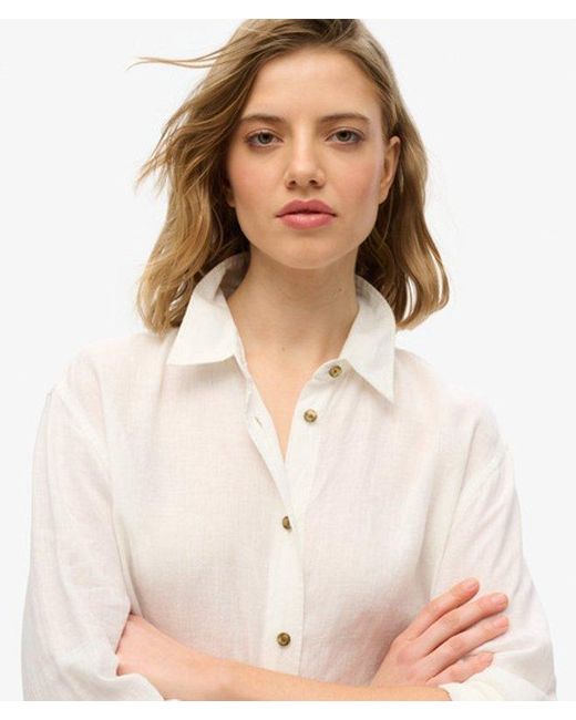 Superdry White & Co Casual Linen Boyfriend Shirt