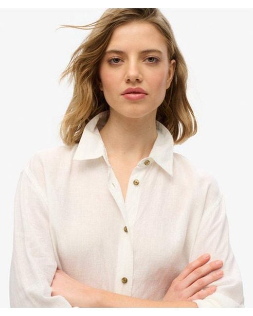 Superdry White & Co Casual Linen Boyfriend Shirt