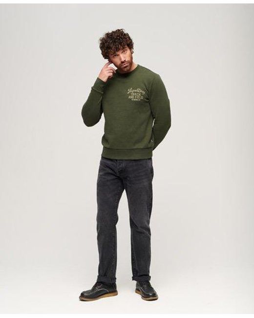 Superdry Green Athletic Script Flock Sweatshirt for men