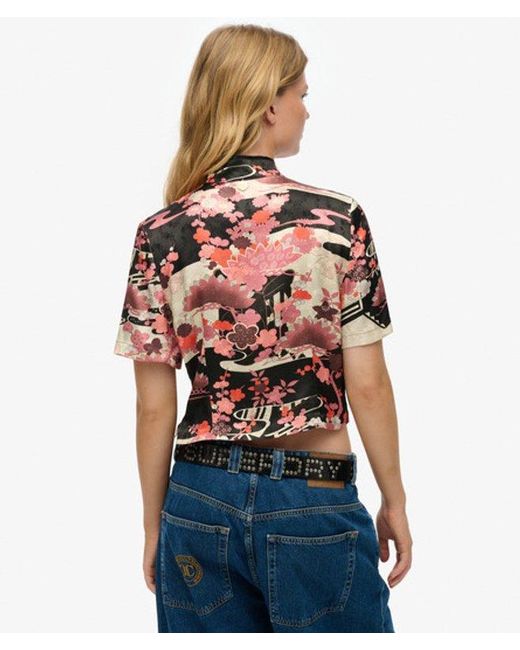 Superdry Gray & Co Mandarin Jacquard Top