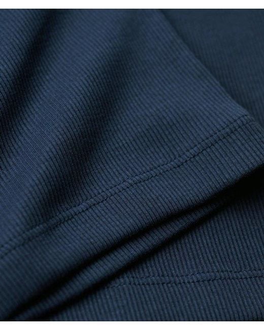 Superdry Blue Cotton Rib Bodycon Midi Dress