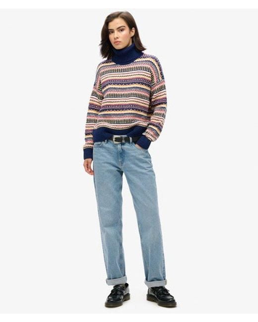 Superdry Blue & Co Classic Stripe Textured Pattern Jumper