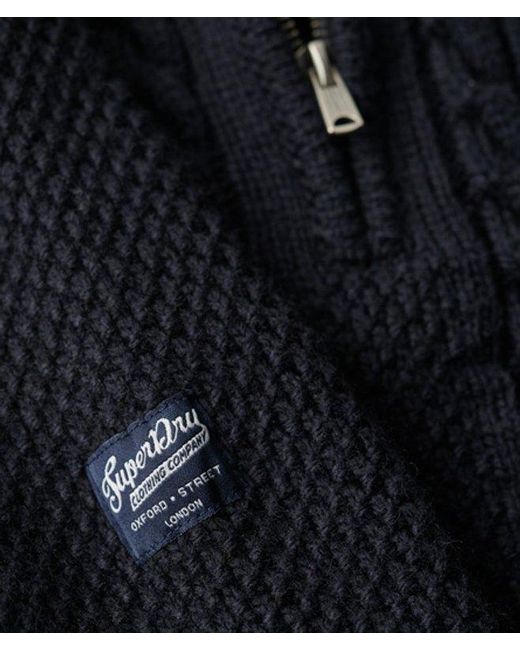 Superdry Blue & Co Vintage Jacob Cable Knit Half Zip Jumper for men