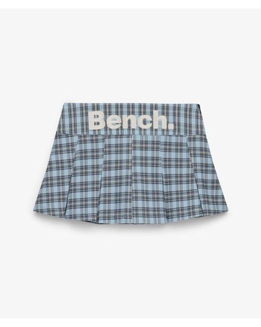 Superdry Blue Bench X & Co Bench Logo Pleated Check Mini Skirt