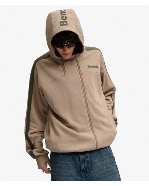 Superdry Brown Bench X & Co Bench Double Zip Hooded Stripe Sweatshirt for men