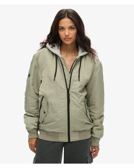 Superdry Green Oversized Military Hooded Ma1 Jacket