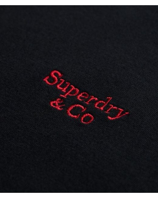 Superdry Black & Co Essential Serif Logo Embroidered T-shirt for men