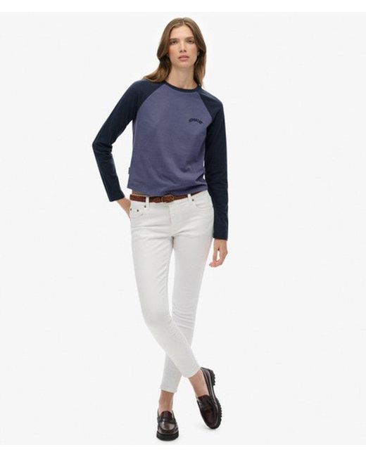 Superdry Blue Essential Logo Long Sleeve Baseball Top