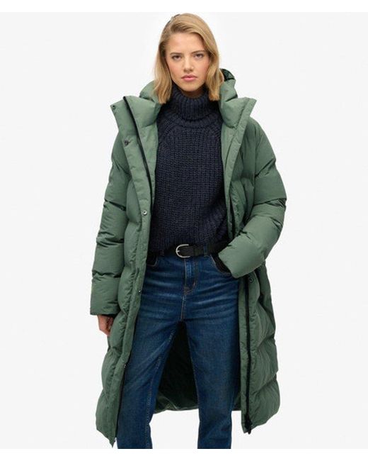 Superdry Green & Co Hooded Long Puffer Jacket