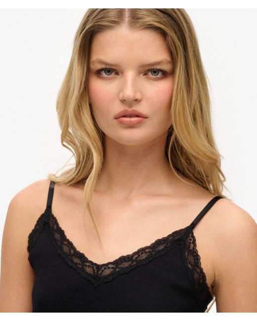 Superdry Black & Co Essential Lace Trim Cami Top