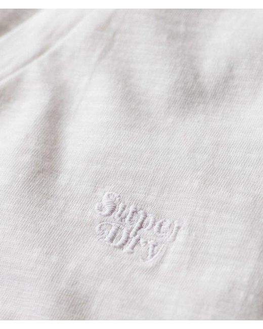 Superdry Blue Slub Embroidered V-neck T-shirt