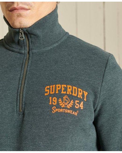 Superdry Green Track & Field Half Zip Track Top Pine Marl for men