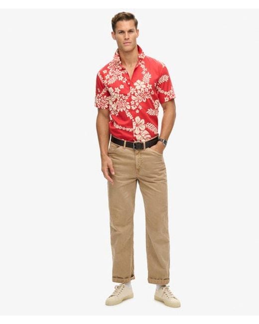 Superdry Red & Co Classic Floral Print Hawaiian Shirt for men