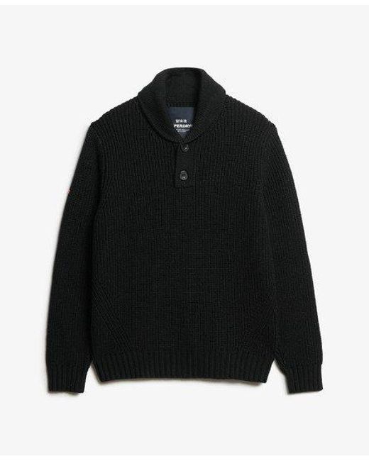 Superdry Black Shawl Collar Jumper for men