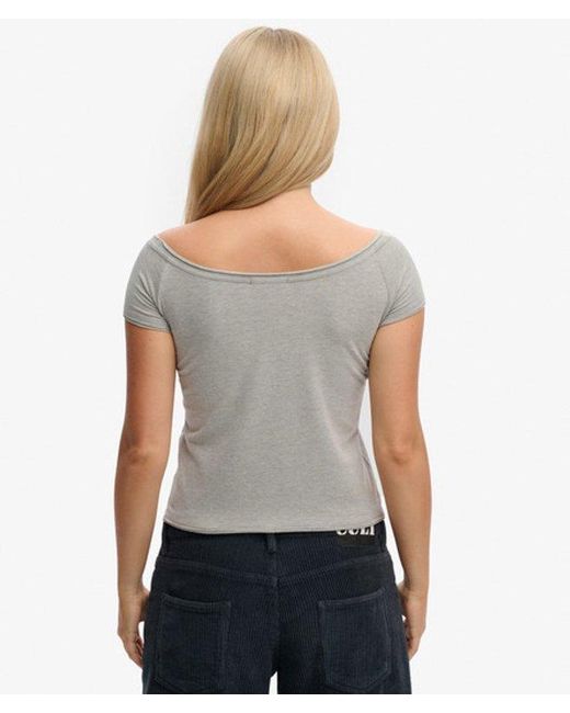 Superdry Gray & Co Bardot Short Sleeve Off Shoulder Top