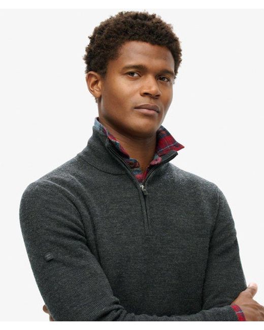Superdry Black & Co Merino Half Zip Jumper for men
